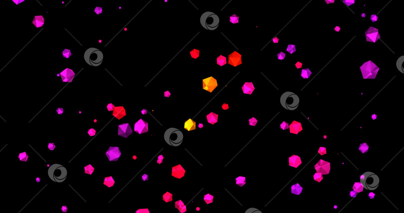 Скачать Абстрактный цветной геометрический фон. 3d-изображение, выборочная фокусировка. копировать пробел в режиме наложения черного фона, редактировать фотосток Ozero
