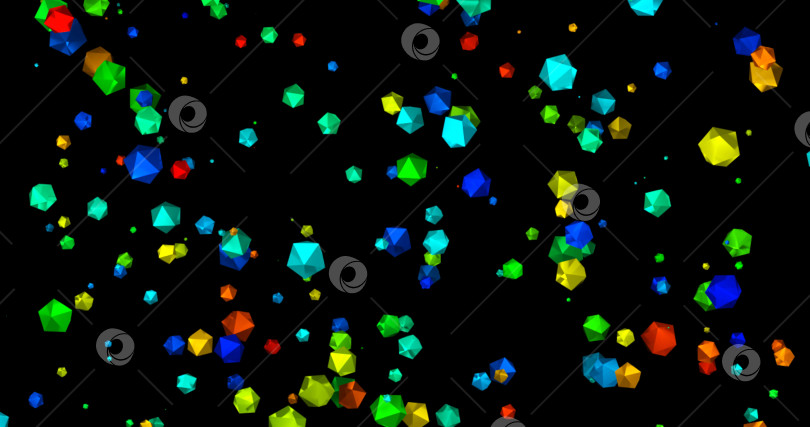 Скачать Абстрактный цветной геометрический фон. 3d-изображение, выборочная фокусировка. копировать пробел в режиме наложения черного фона, редактировать фотосток Ozero