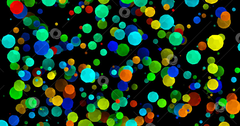 Скачать Абстрактный цветной геометрический круглый фон. 3d-изображение, выборочная фокусировка. копировать пробел в режиме наложения черного фона, редактировать фотосток Ozero