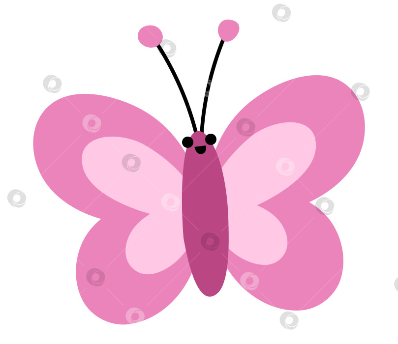 Скачать Векторный плоский значок розовой бабочки. Забавное лесное или садовое насекомое. Симпатичная иллюстрация жука для детей, изолированная на белом фоне фотосток Ozero
