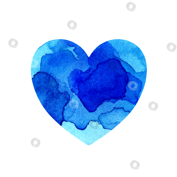 Скачать Сердце с акварельными оттенками синего фотосток Ozero
