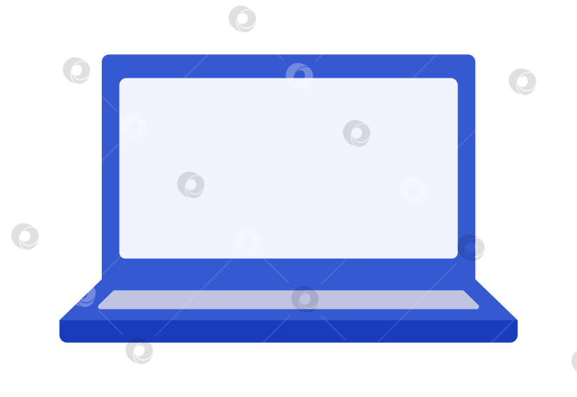Скачать Синий изометрический ноутбук с пустым экраном для вставки текста. Портативный компьютер. Офисное оборудование. IT-технологии. Дисплей фотосток Ozero