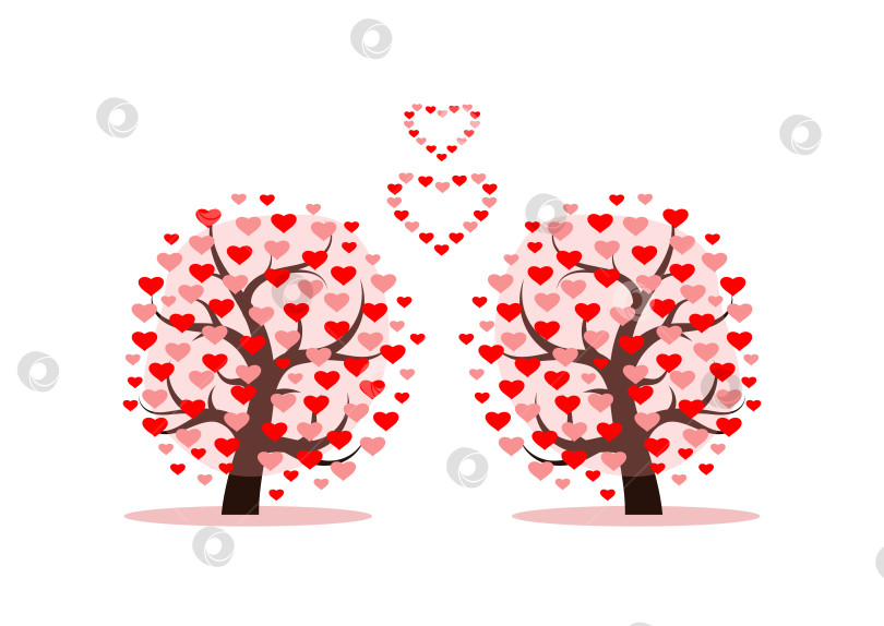 Скачать Дерево любви с листьями в форме сердца. Векторная иллюстрация. фотосток Ozero
