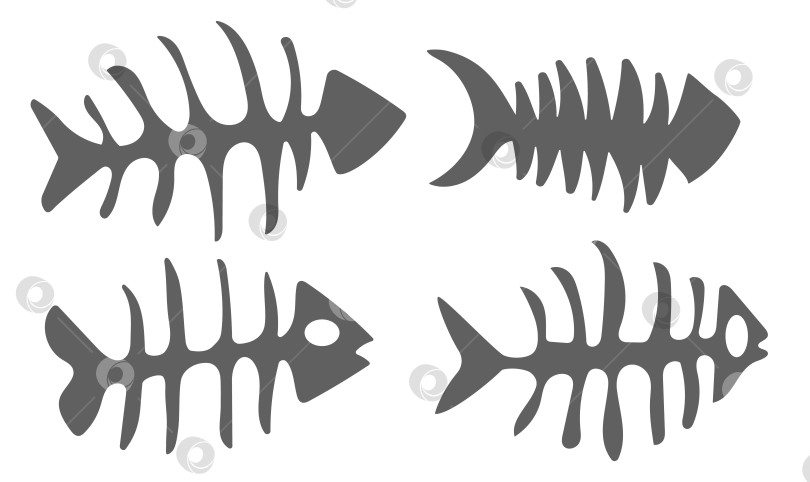 Скачать Установите значок рыбьей кости. Рыбья кость или плоский векторный значок скелета из рыбьей кости для дикой природы фотосток Ozero