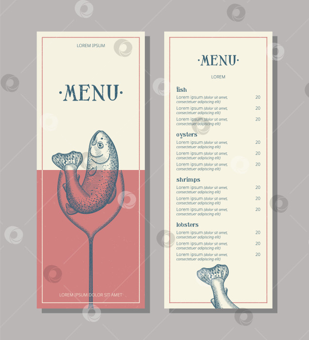 Скачать Дизайн меню ресторана морепродуктов фотосток Ozero