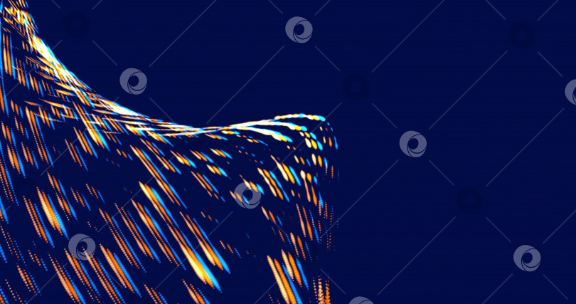 Скачать абстрактный синий фон, взрыв частиц и точек, плавные линии, фантазийные обои, 3D изображение фотосток Ozero