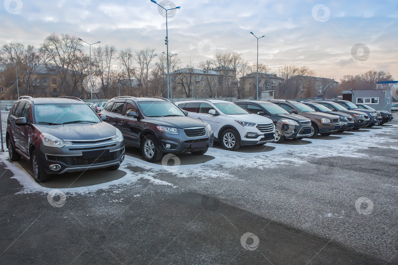 Скачать Автомобили на продажу в стоковом ряду. фотосток Ozero