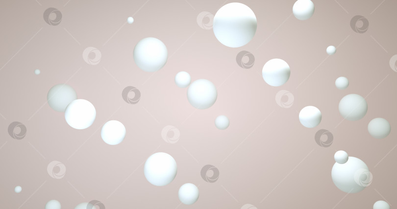 Скачать Абстрактный бежевый фон с динамичными 3d-сферами. белые и коричневые воздушные шары на бежевом фоне. фотосток Ozero