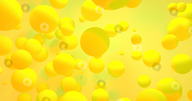 Скачать Абстрактный желтый фон с динамичными 3d-сферами. желтые и оранжевые воздушные шары. фотосток Ozero