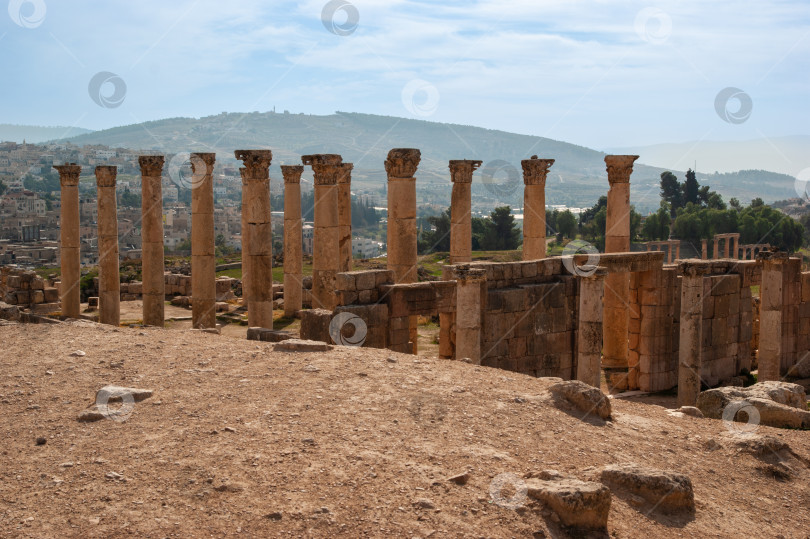 Скачать Иордания, Гераса (Джераш) - древний город, которому шесть с половиной тысяч лет. Храм Артемиды, построенный в 150 году нашей эры, представляет собой красивое сооружение. Вокруг храма сохранились 11 из 12 колонн. фотосток Ozero