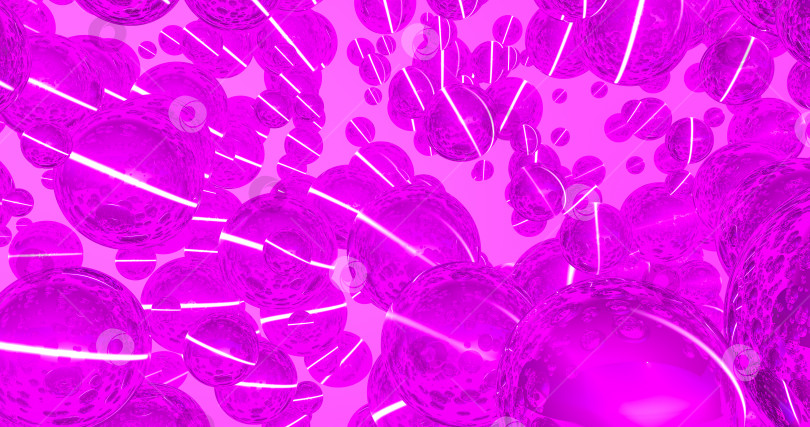 Скачать Абстрактный розовый фон с динамичными 3d сферами. шарики цвета фуксии на розовом фоне. фотосток Ozero