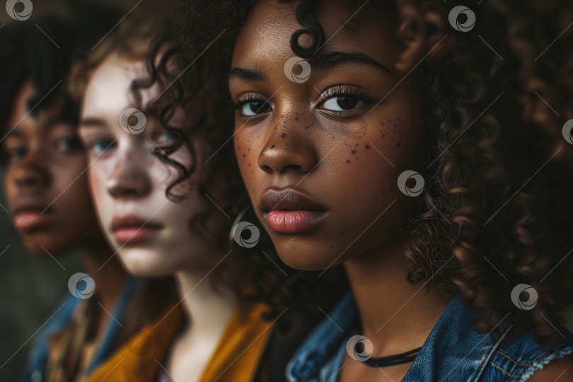 Скачать Расовое разнообразие. Портрет группы людей, подруг, молодежи фотосток Ozero
