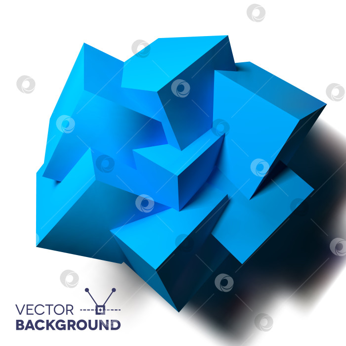 Скачать Абстрактный фон с накладывающимися друг на друга синими кубиками фотосток Ozero