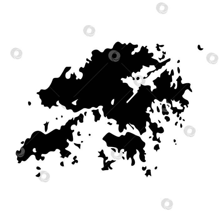 Скачать Векторный изолированный значок упрощенной иллюстрации с черным силуэтом карты Гонконга. Белый фон фотосток Ozero