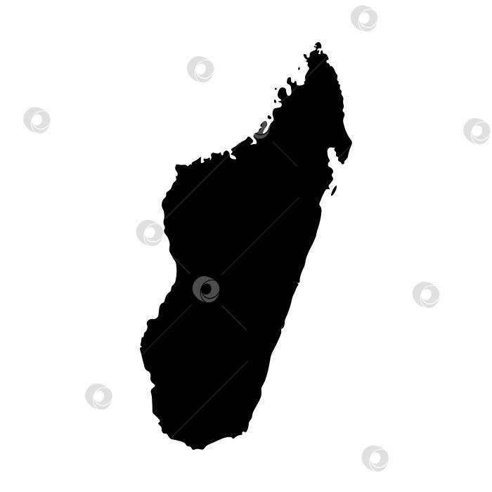 Скачать Векторный изолированный значок упрощенной иллюстрации с черным силуэтом карты Мадагаскара. Белый фон фотосток Ozero