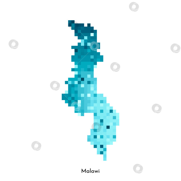 Скачать Векторная изолированная геометрическая иллюстрация с простой ледяной синей формой карты Малави. Стиль пиксельной графики для шаблона NFT. Точечный логотип с градиентной текстурой для дизайна на белом фоне фотосток Ozero