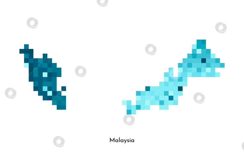 Скачать Векторная изолированная геометрическая иллюстрация с простой ледяной синей формой карты Малайзии. Стиль пиксельной графики для шаблона NFT. Точечный логотип с градиентной текстурой для дизайна на белом фоне фотосток Ozero