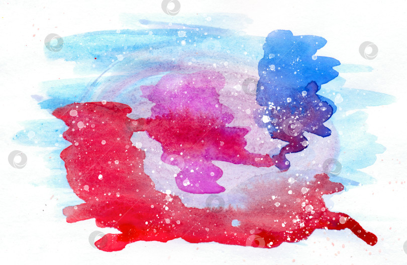 Скачать Абстрактный акварельный фон с красными, фиолетовыми и синими пятнами и белыми вкраплениями. Иллюстрация. фотосток Ozero