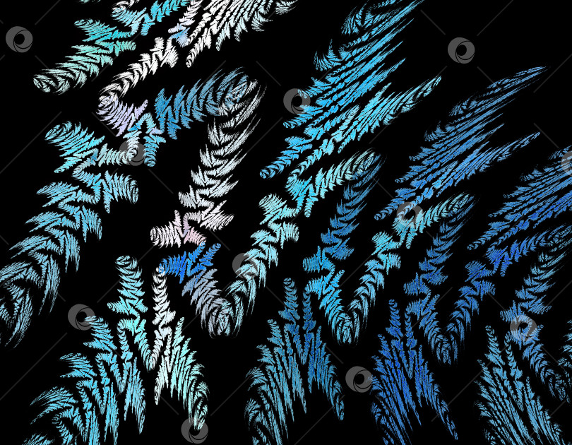 Скачать Синие и белые зигзаги пересекают черный фон. Абстрактный фрактальный фон, похожий на шкуру животного. 3d рендеринг. 3d иллюстрация. фотосток Ozero
