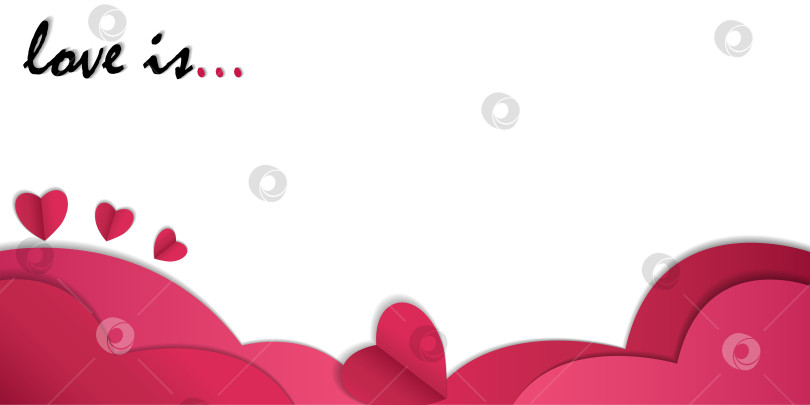 Скачать Универсальный широкий баннер, романтическая цитата на День Святого Валентина, открытка, приглашение, шаблон баннера в розовом и красном цвете. Цвет viva magenta фотосток Ozero