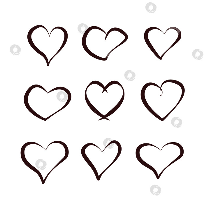 Скачать Векторные иконки набора черных сердечек. Различные варианты креативных рисунков сердечек, концепция дня святого Валентина фотосток Ozero
