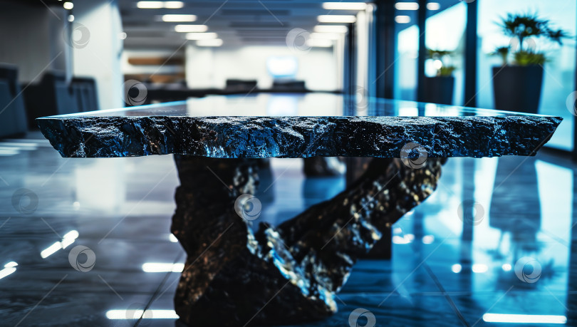 Скачать Вид стола со столешницей из куска цветного камня, сгенерированный искусственным интеллектом фотосток Ozero