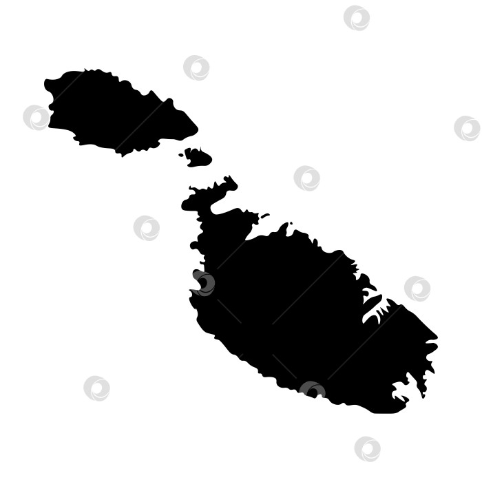 Скачать Векторный изолированный значок упрощенной иллюстрации с черным силуэтом карты Мальты. Белый фон фотосток Ozero