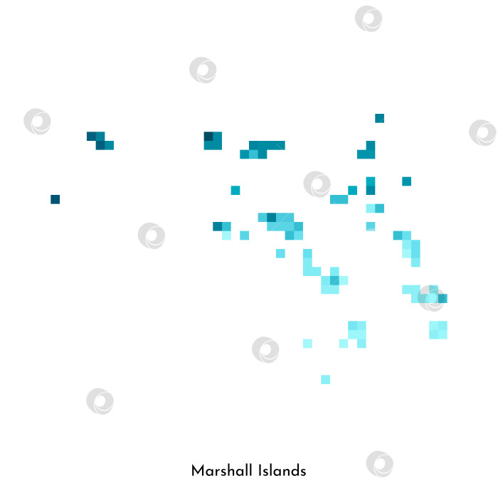 Скачать Векторная изолированная геометрическая иллюстрация с простой ледяной синей формой карты Маршалловых островов. Стиль пиксельной графики для шаблона NFT. Точечный логотип с градиентной текстурой для дизайна на белом фоне фотосток Ozero