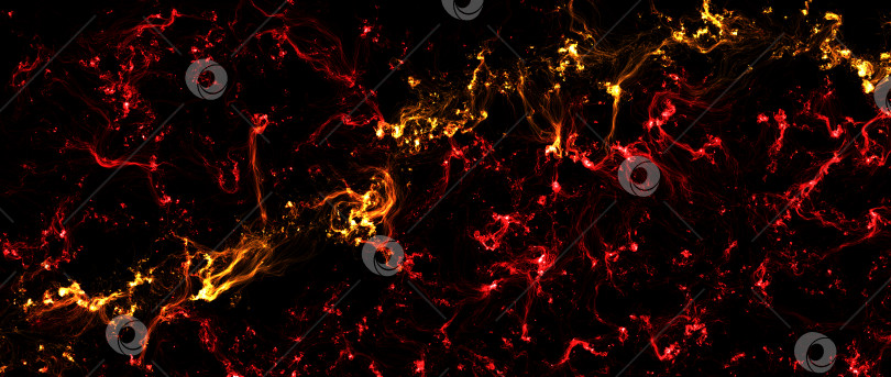 Скачать Абстрактный вид из плазменного огненного ада. красные обои, вселенная наполнена туманностями и галактиками. Панорамный снимок, широкоформатный. абстрактный фон неба. время копирования фотосток Ozero