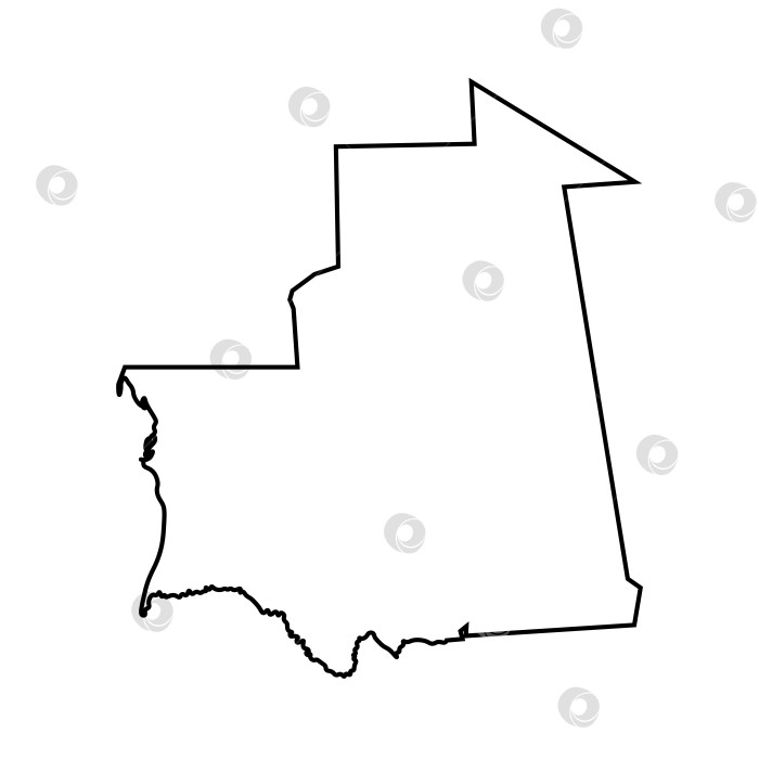 Скачать Векторный изолированный значок упрощенной иллюстрации с черным силуэтом карты Мавритании. Белый фон фотосток Ozero