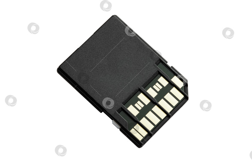 Скачать компактная черная SD-карта памяти с металлическими контактами, выделенная на белом фоне фотосток Ozero