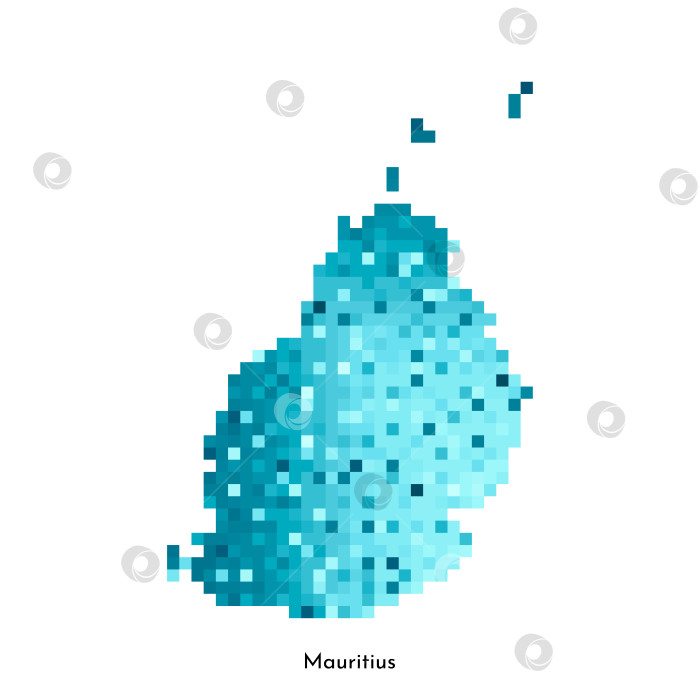 Скачать Векторная изолированная геометрическая иллюстрация с простой ледяной синей формой карты Маврикия. Стиль пиксельной графики для шаблона NFT. Точечный логотип с градиентной текстурой для дизайна на белом фоне фотосток Ozero