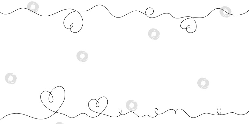 Скачать Сердце - символ Дня Святого Валентина. Линейный стиль, широкий баннер с местом для текста и места для копирования, на белом фоне фотосток Ozero