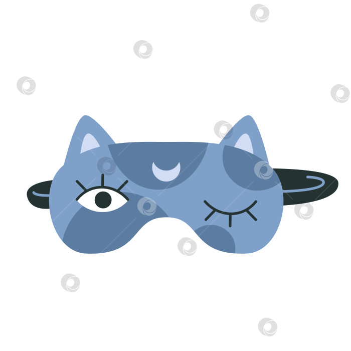 Скачать Симпатичная маска для сна с кошачьими ушками и глазами в мультяшном стиле. Модная современная векторная иллюстрация, изолированная на белом фоне, нарисованная от руки, плоский дизайн фотосток Ozero