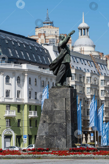 Скачать Памятник Ленину в полный рост - бронзовая скульптура на гранитном постаменте, на площади Ленина в Воронеже перед зданием Правительства Воронежской области фотосток Ozero