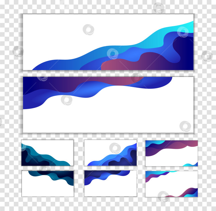 Скачать Установите баннеры. Фон с синим абстрактным многослойным волнистым рисунком. Стиль бумажного искусства. Дизайн шаблонов для плакатов, баннеров, листовок, буклетов фотосток Ozero