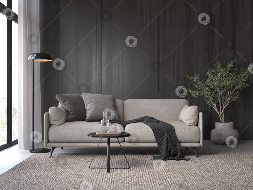 Скачать Концептуальный интерьер комнаты в современном стиле 3d иллюстрация фотосток Ozero