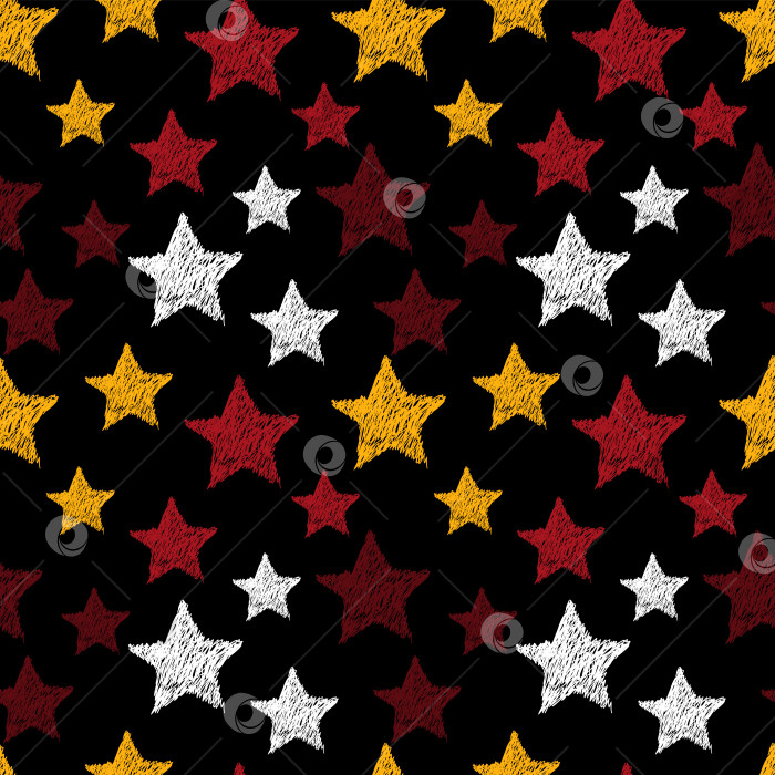 Скачать Набор векторных бесшовных рисунков со звездочками-каракулями. Векторные каракули, нарисованные от руки. фотосток Ozero