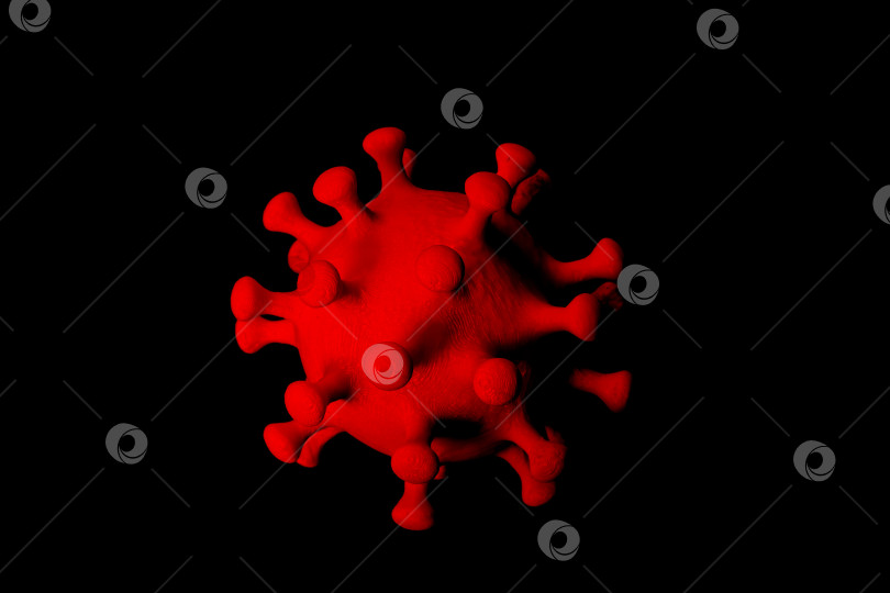 Скачать Красный коронавирус на черном фоне крупным планом фотосток Ozero