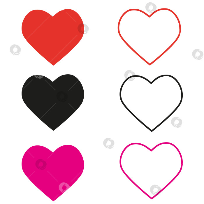 Скачать набор сердечек разных цветов, символ дня святого Валентина фотосток Ozero