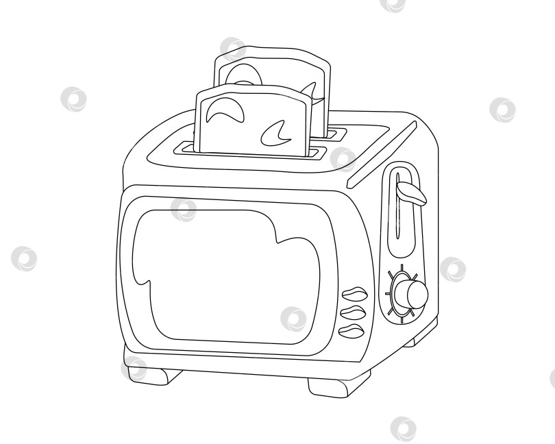 Скачать Электрический тостер - черный контур на белом фотосток Ozero