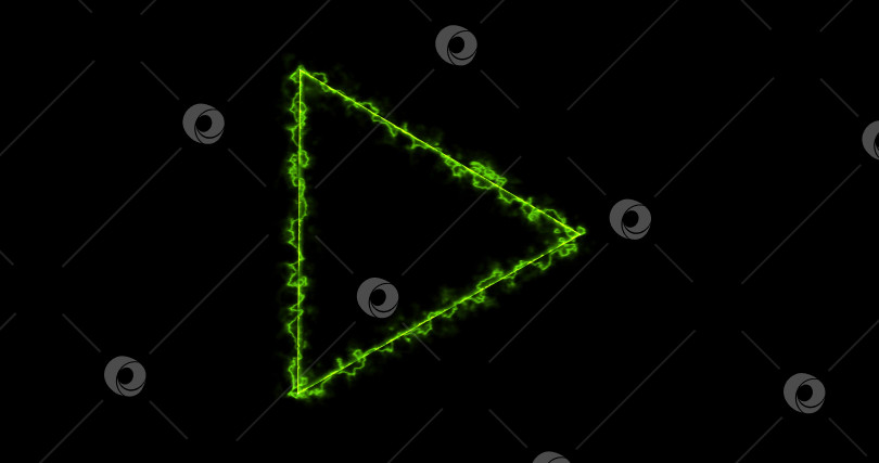 Скачать рамка в форме треугольника, энергия, легкое неоновое свечение, дым, кадры портала абстрактной технологии green 3d triangle из анимированных точек частиц. режим наложения, геометрический фон фотосток Ozero