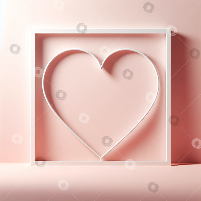 Скачать Рамка в форме сердца на розовом фоне фотосток Ozero
