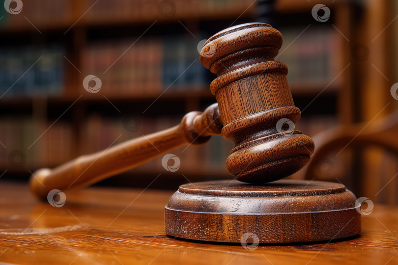 Скачать Концепция закона и правосудия. Крупный план судебного молотка на столе в помещении фотосток Ozero