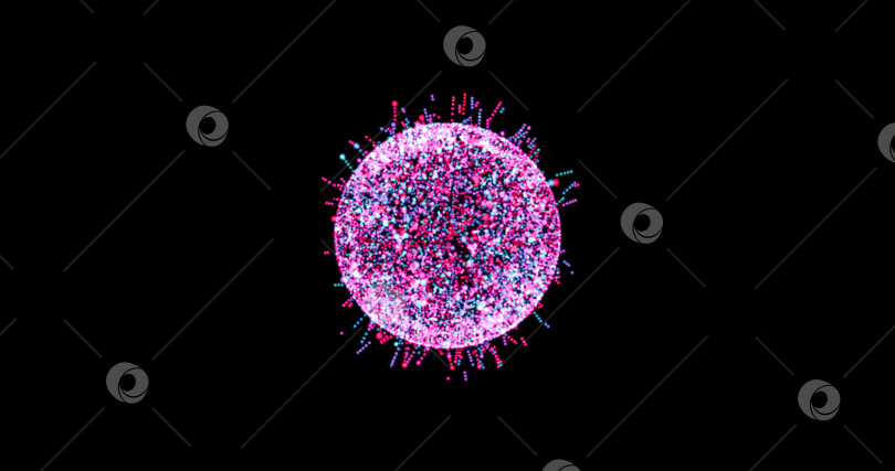 Скачать Абстрактная технология фиолетового сферического фона, выполненного из анимированных линий и точек, частиц. фотосток Ozero