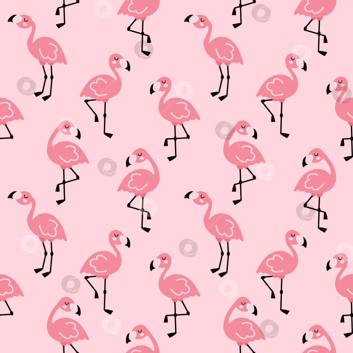 Скачать Розовый милый мультяшный фламинго с бесшовным рисунком для ткани, оберточной бумаги, принта, декора. фотосток Ozero
