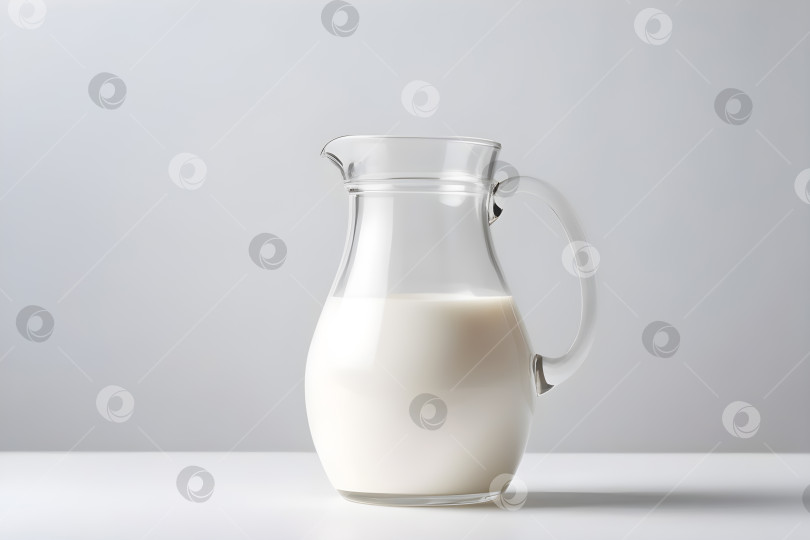 Скачать прозрачный стеклянный кувшин с молоком на минималистичном фоне фотосток Ozero