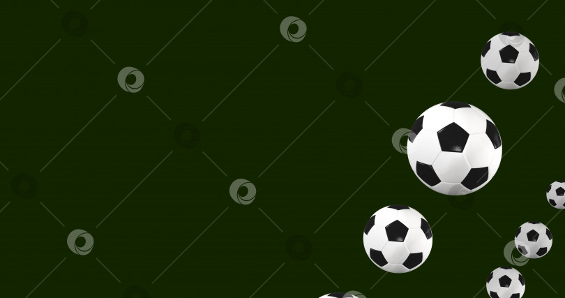 Скачать Футбольная 3d-анимация летящего мяча. футбольный фон для макета или оформления плаката. изолировать на зеленом фоне. 3d-рендеринг. фотосток Ozero