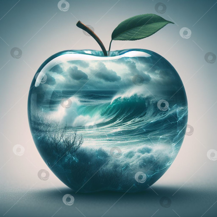 Скачать Море в стеклянном яблоке. Двойная экспозиция. фотосток Ozero