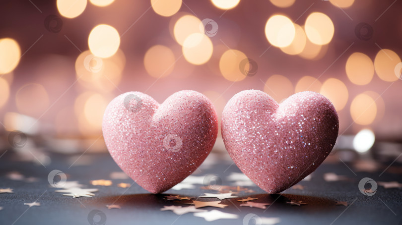 Скачать Два розовых сердечка как символ любви фотосток Ozero